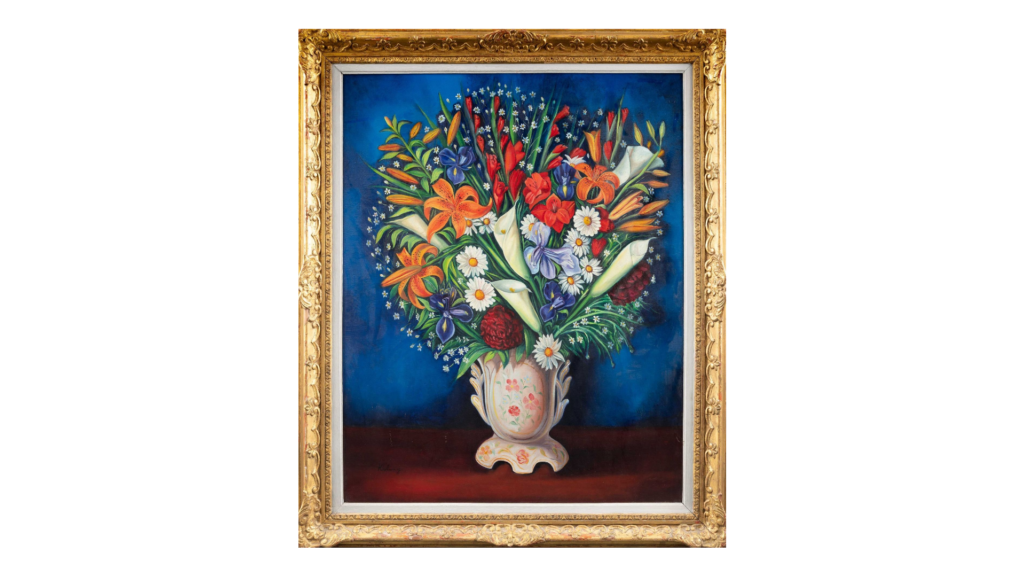 Moïse KISLING (1891-1953), Bouquet de fleurs sur entablement. Estimation 60 000 / 100 000€